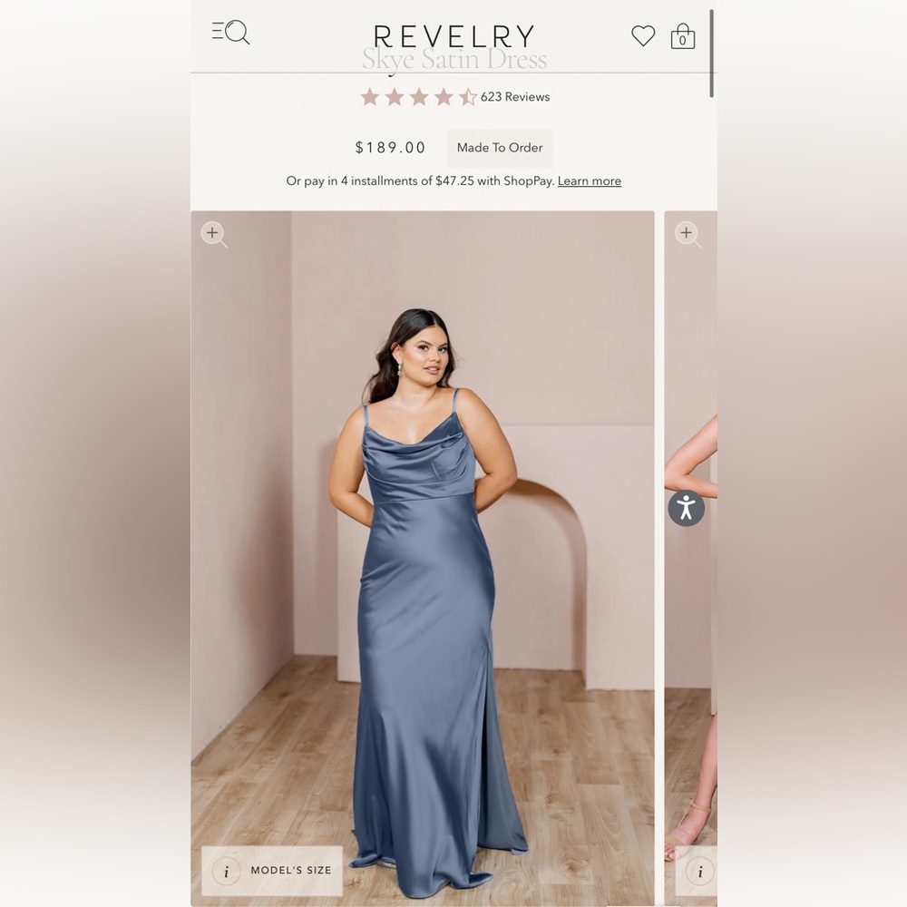 Revelry Indie Blue Bridesmaid Dress size 14